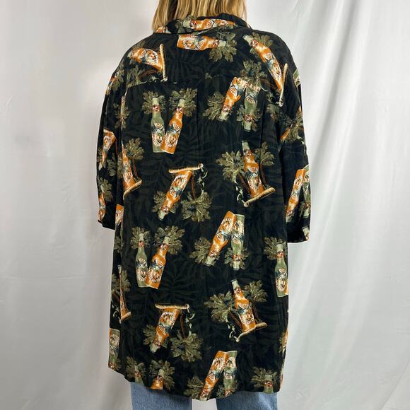 Vintage Y2K Puritan Beer And Cigar Print Button-Up Short Sleeve Shirt 2XL - Picture 3 of 7